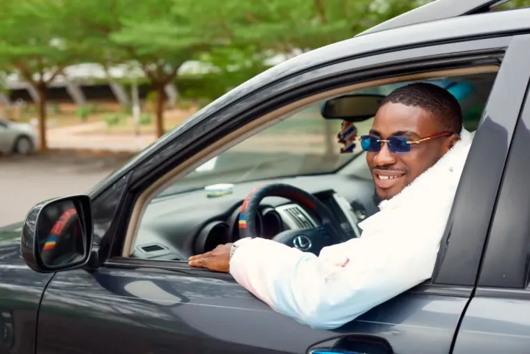 A driver at the wheel of his car